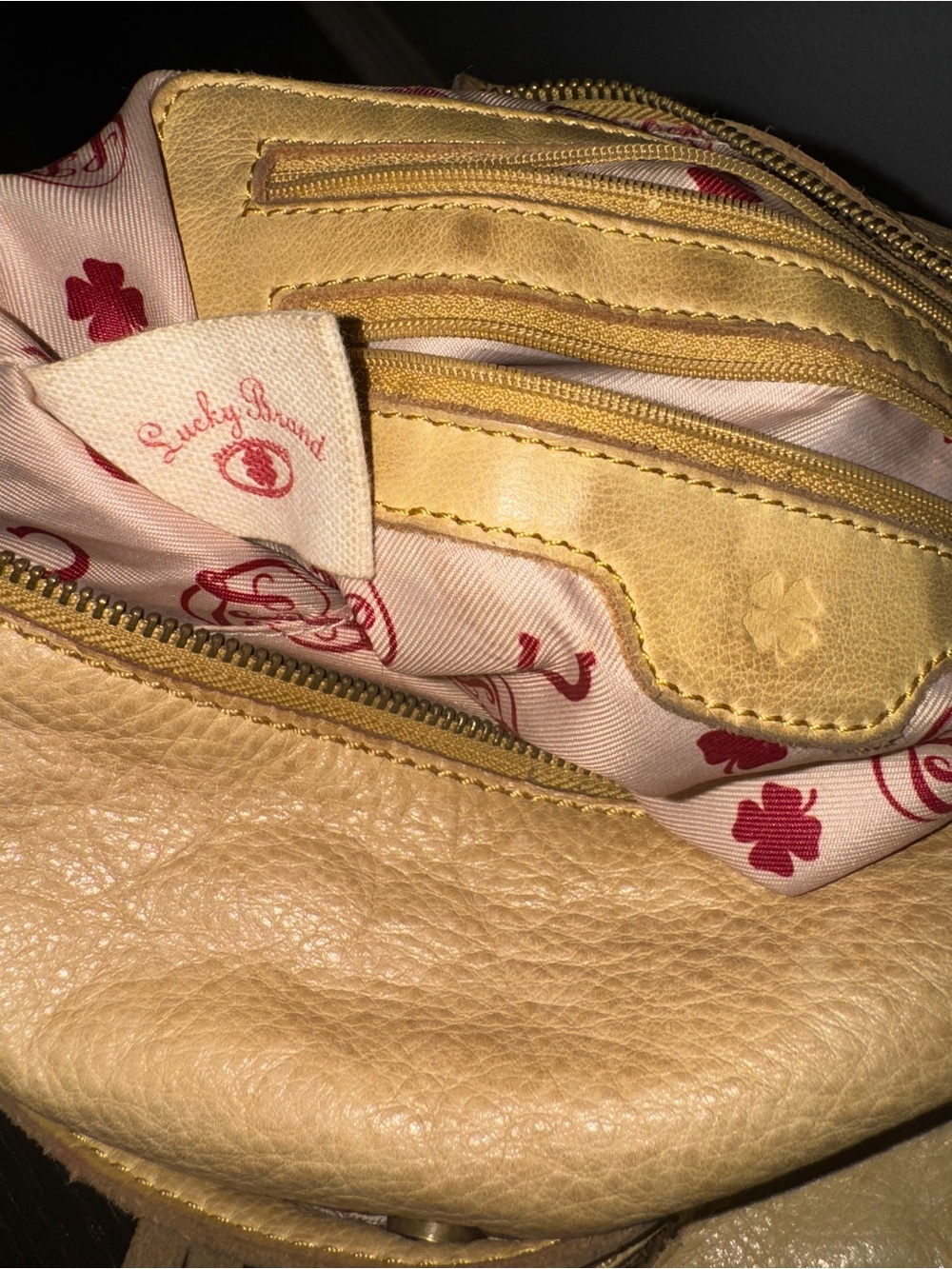 Lucky Brand Camel Tan Leather Crossbody Bag with Front Zips - Picture 8 of 9